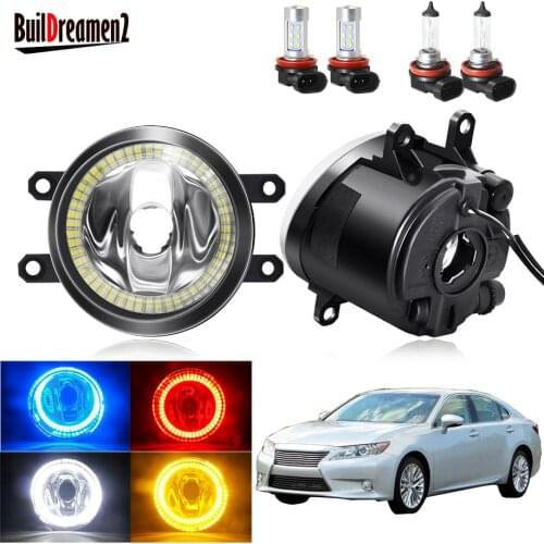 Angel Eye Fog Light For Lexus ES300h ES350 2013 2014 Car H11 Front Bumper Fog Light Assembly Halo Ring Daytime Running Lamp 12V