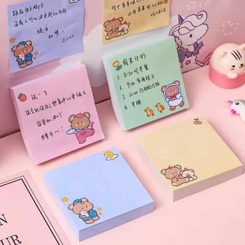 80sheets Cartoon Bear Memo Pad Student Ins Message Note Book Study Office Sticky Note Paper N Times Stickers Kawaii Stationary