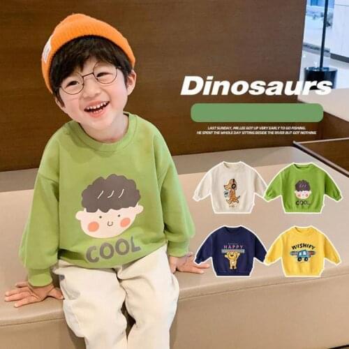 Toddler Boys Spring Hoodies Children Cotton Long Sleeve Tops Tees Cartoon Casual Pullover Kids Girls Clothing O-neck Sweatshirts