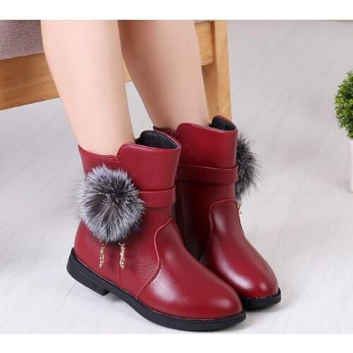 Girl princess snow boots Girls Boots in Autumn Winter New Han Edition Princess Girl Add Wool Cotton Boots Children Shoes