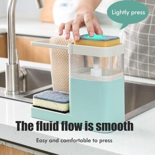 Soap Dispenser with Sponge Holder Sink Dish Soap Pump Dispenser for Kitchen Supplies