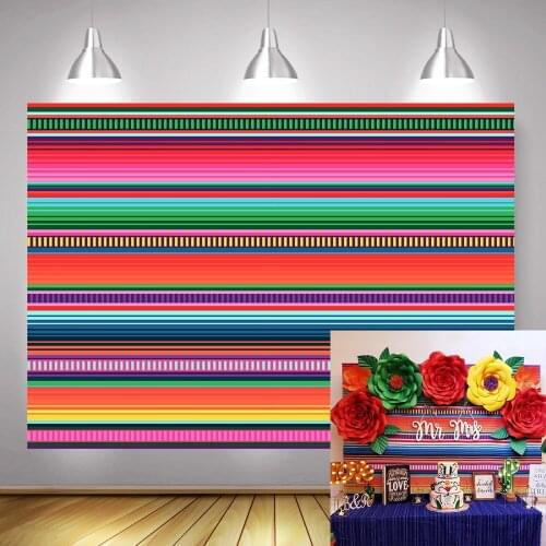 Cinco De Mayo Mexican Festival Photography Backdrop Fiesta Birthday Party Background Authentic Colorful Stripes Photo Shoot