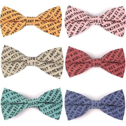 Fashion Cotton Men Bowtie Casual Shirts Bow tie For Men Women Bowknot Adult Print Letter Bow Ties Cravats Wedding Bowties