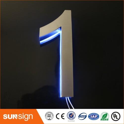 H 25cm Custom hotel digital number doorplate brushed stainless steel plated H10cm