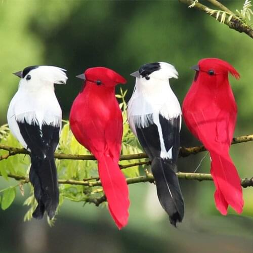 12PCS Feather Artificial Bird Simulation Miniature Home Outdoors Garden Wedding Decoration Ornament DIY Party