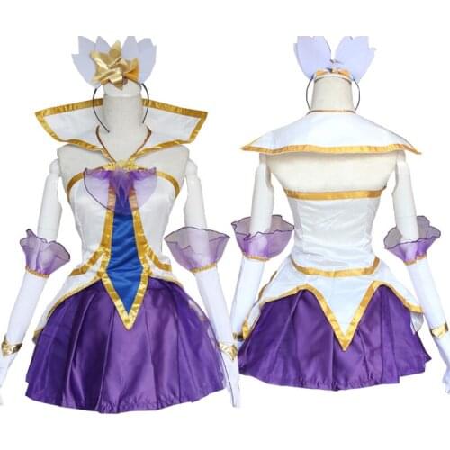Game LOL Cosplay Costumes Top and Skirt Full Set Star Guardian Magical Girl Janna Cosplay Costumes Full Set wig hair Drop Ship