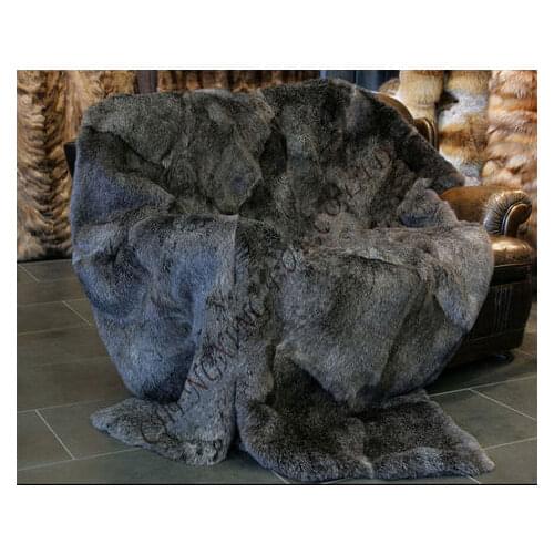 CX-D-36A Natural Grey Tapis Real Rabbit Fur Carpet Real Fur Blanket In the Living Room ~ DROP SHIPPING