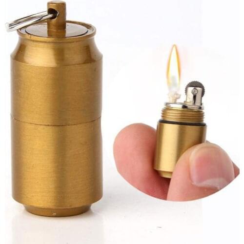 Creative Metal Cans Ultra Small Lighter Grinding Wheel Pendant Kerosene Lighter Portable Waterproof Mini Tool Accessories