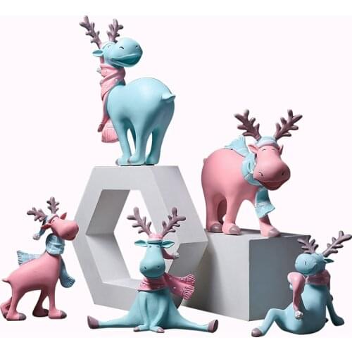 Nordic Creative Cute Silly Fawn Desktop Ornaments Cartoon Deer Home Decoration Cabinet Chirldrens Room Furnishings Gifts