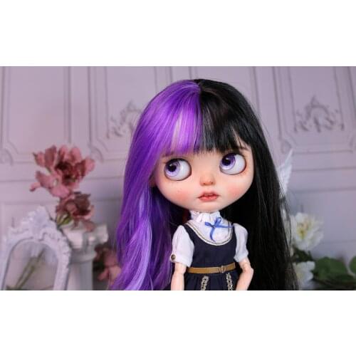 Blythes Doll Emulation Hair fits a stylish soft 1/6 high temperature silk patchwork color with microwave wave double ponytaill