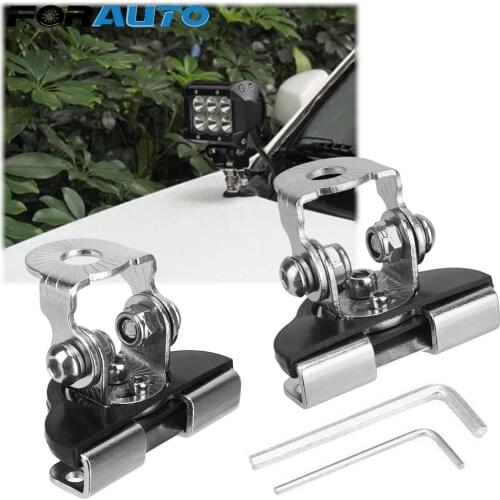 Metal Bracket Holder Car Engine Hood Cover Led Work Light Bar Universal Mounting Clamp Rotatable 1pair Auto Replacement Parts