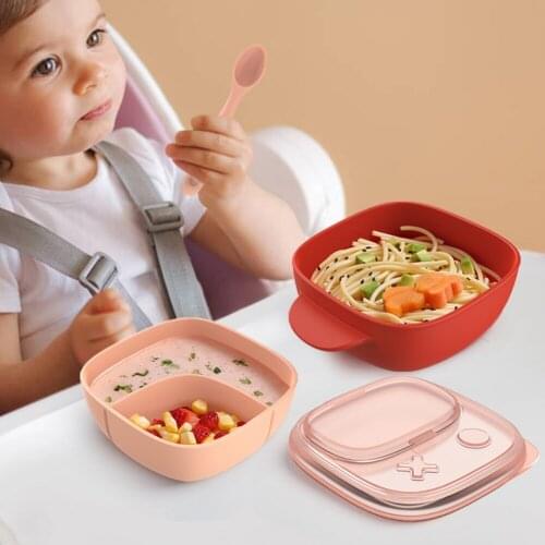 Microwave Cartoon Lunch Box Silicone Division Bowl With Fork Food Storage Container Children Kids School Portable Bento Box