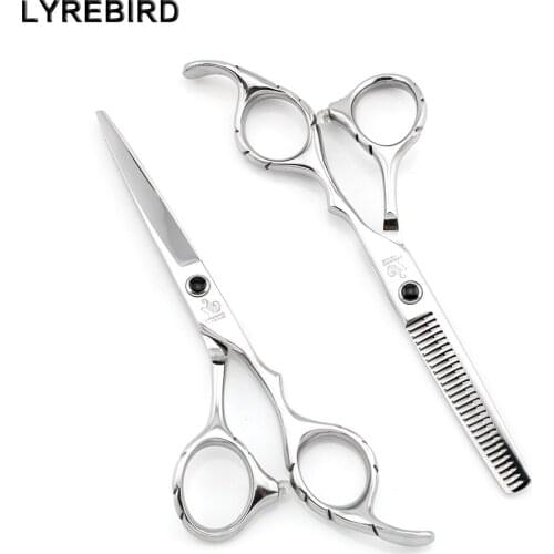 Hair scissors set 5.5 Inch 440C Cutting & Thinning Scissors Black Screw Clear Stock Simple pack Lyrebird HIGH CLASS NEW
