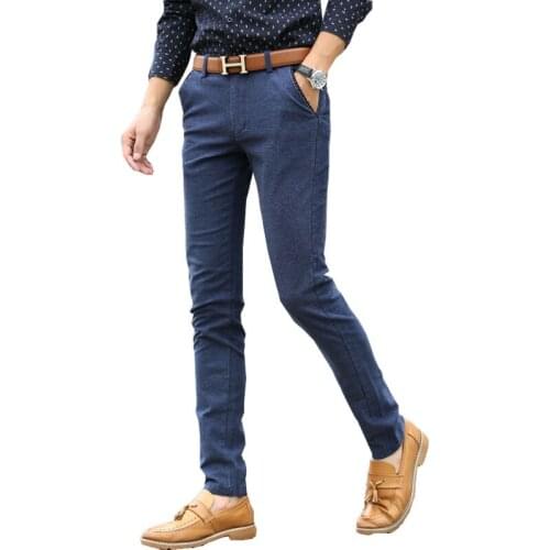 2020 new Casual pants Mens Slim feet pants Korean version of the waist Thin section Mens pants Mens long pants Size 29-34 36