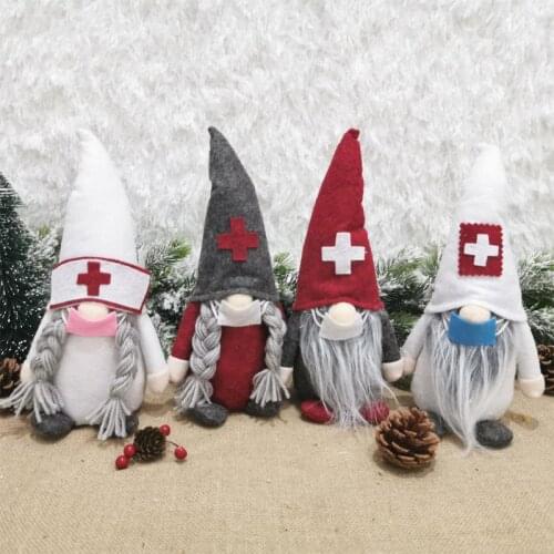 New Christmas Long Hat Doctor Nurse Swedish Gnome Santa Plush Toys Doll Ornaments Holiday Home Party Decoration Xmas Gift