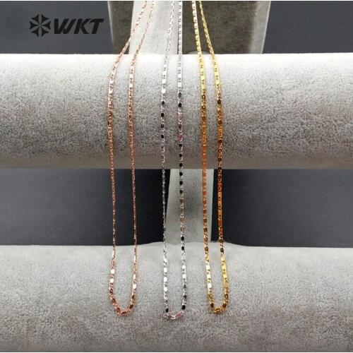 WT-N1039 Wholesale Clasp Cirular Chain Necklace 18'' long brass simple chain in best plated Necklace Gift All-match Jewelry girl
