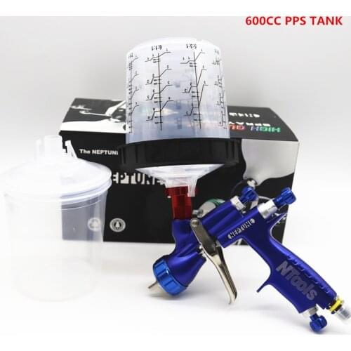 Spray Gun With Adapter Pps Tank 400/600cc Air Spray Gun With Quick-Connect Wash-Free Tank Paint Mixing Cup Paint Sprayer