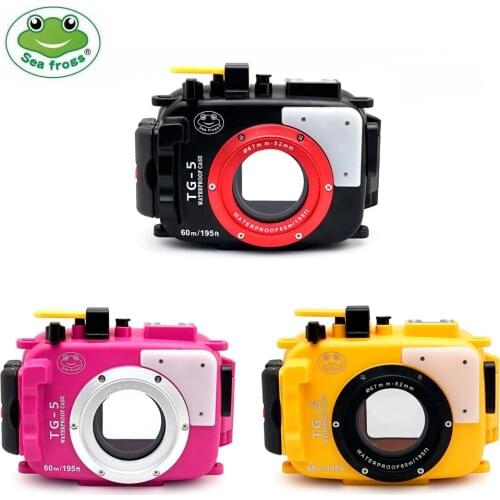 Seafrogs 40m/130ft TG5 Underwater Case Diving Waterproof Housing for Olympus TG-5 Camera with Red Filter 67mm and Fisheye lens