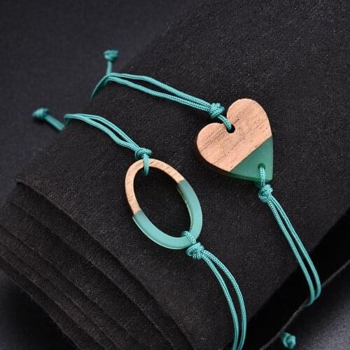 Simple Cute Green Rope Chain Bracelet for Women Charm Heart Cactus Round Bracelet Accessories As Sweet Wedding Jewelry Gift