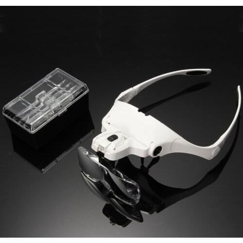 1Set 5 Lens Adjustable False Eyelash Loupe Headband Magnifying Glass Magnifier LED Light Lamp Eyelash Extension Makeup Tool