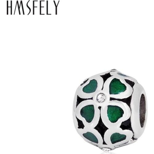 HMSFELY Charm Four Leaf Clover Beads For DIY Bracelet Necklace Jewelry making Big Hole Titanium Stainless Steel Accessories Bead