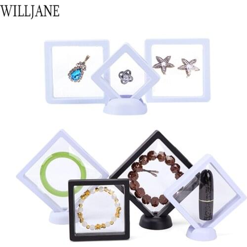 Transparent Film Ring Display Stand Rack Stone Coin Presentation Holder Case Floating Earring Bracelet Chain Jewelry Storage Box