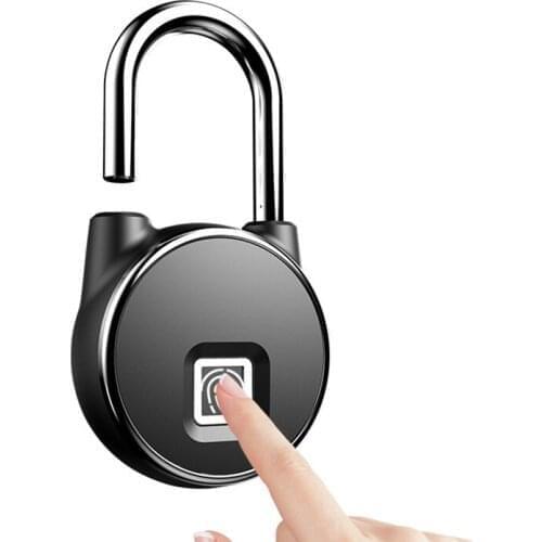 Fingerprint Lock Smart Keyless USB Rechargeable Access IP65 Waterproof Anti-Theft Security Padlock Door Luggage Case Lock