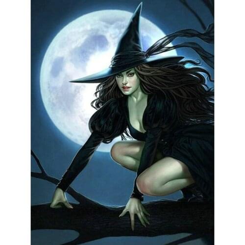 Witch hat beauty diamond embroidery stickers full square round diamond painting diy mosaic handmade 5d Cross stitch woman images