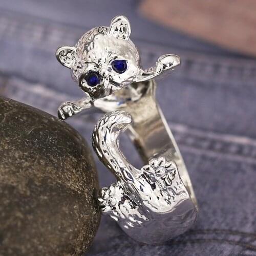 Yayi Fashion Cute Cat Shaped Open Ring Adjustable Animal Finger Rings Daily Accessories Jewelry Wholesale Lots Bulk Gift