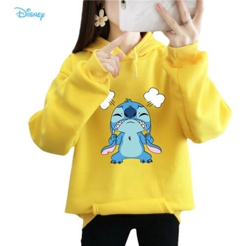 Ladies Disney Angry Sitich Funny Graphic Hoodie Autumn Winter 2021 New Long Sleeve Fleece Thick Casual Fall Tracksuit Female Y2K