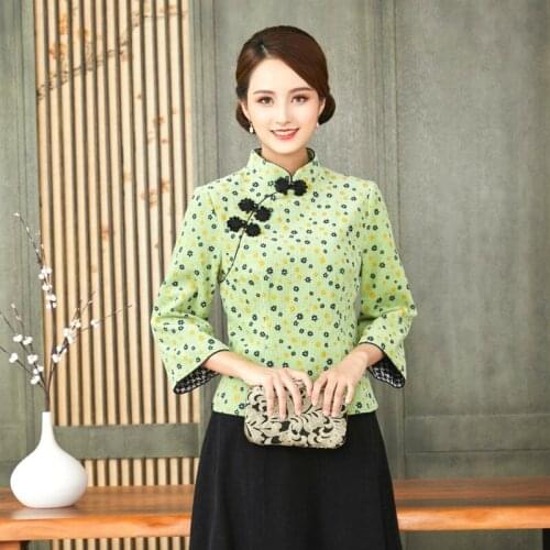 Womens Chinese Clothes 4XL Corduroy Printing Coat With Buckle And Skirt Sets Washing Corduroy Women Cheongsam Tops Plus Size