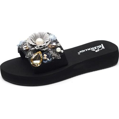 Women sandals summer flat pearl sandals flip flops rome shoes string bead slippers mujer gladiator sandalias sapatos femininos