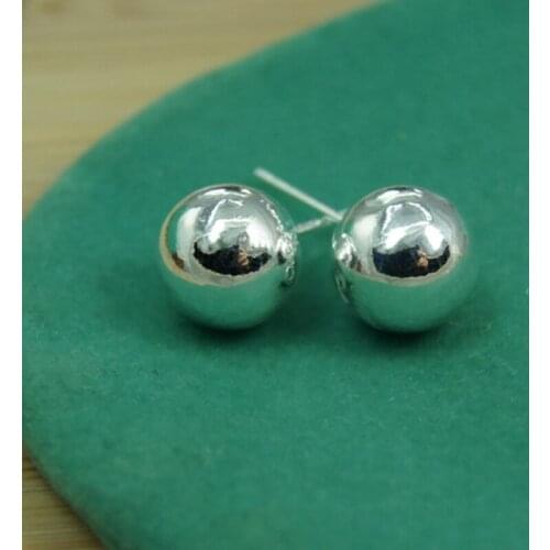 Wholesale 925 Sterling Silver Smooth Circle Bead Earrings Woman Simple Fashion Silver Christmas Jewelry