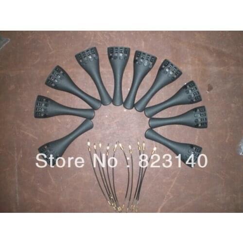 10 PCs of CARBON FIBER Violin Tailpiece 4/4 with Fine tuners and 10 PCs Tail guts