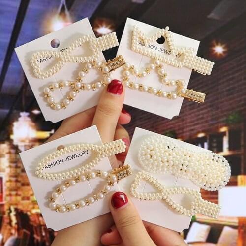 2Pcs/set Plastic Imitation Pearl Elegant Hairpins Women Girls Hair Clips Pin Barrette Accessories Hairclip Hairgrip Headdress