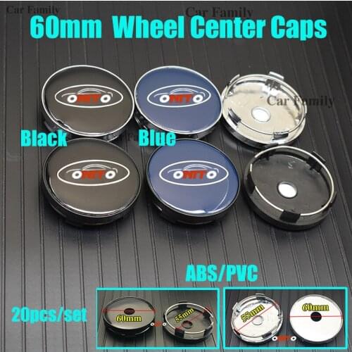 20pcs/set 6cm 60mm Black/Blue for Kuga Fusion Fiesta Transit ABS/PVC Auto Car Wheel Hub Center Cap Rim Cover Car Accessories