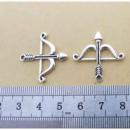 30pcs/Lot Bow and arrow Charm Antique Silver Color Pendant Fit Diy Necklace Aesthetics Accessories Handmade Jewellery Making