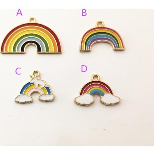 5 pcs Multi style Creative Handmade Drip Oil Rainbow Jewelry Enamel Rainbow charm DIY Handmade Craft