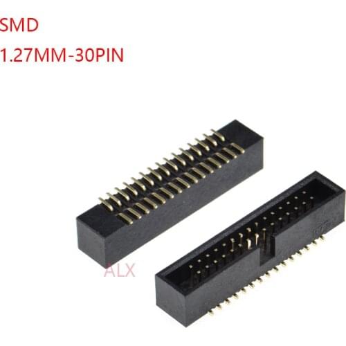 5pcs SMT 30 PIN 1.27MM pitch MALE SOCKET straight idc box headers PCB CONNECTOR DOUBLE ROW SMD 2x15PIN 2X15 30P DC3 HEADER