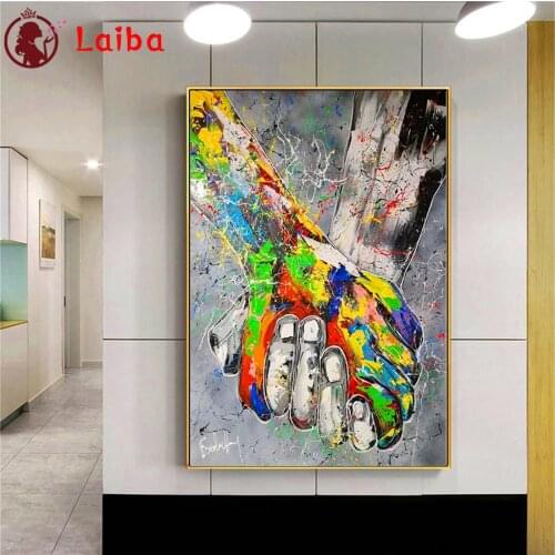 Diamond Embroidery Modern pop graffiti art, hand and hand Full Square round Diamond Mosaic Art Painting Cross Stitch Wall Decor