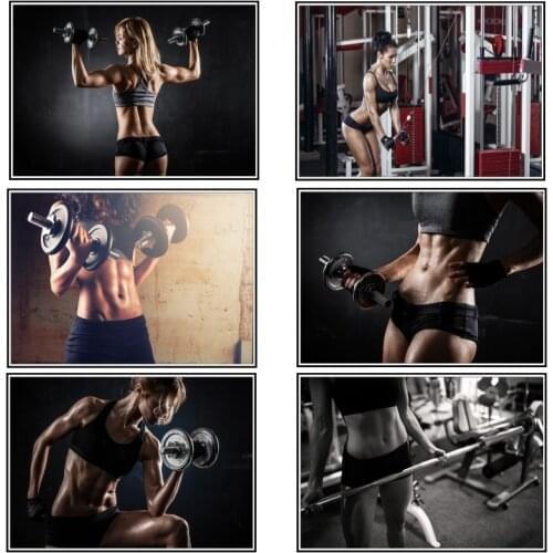 Bodybuilding Gym Sport Fitness Dumbbell Poster Kettlebell Workout Exercise Training Chart Art Wall Poster Print Home Decor 2001