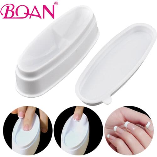 BQAN 1pc Fashion Nail Dipping Powder French False Nails Line Mold Tray Manicure Mould Box Dip Container Nail Art Supplies Tool