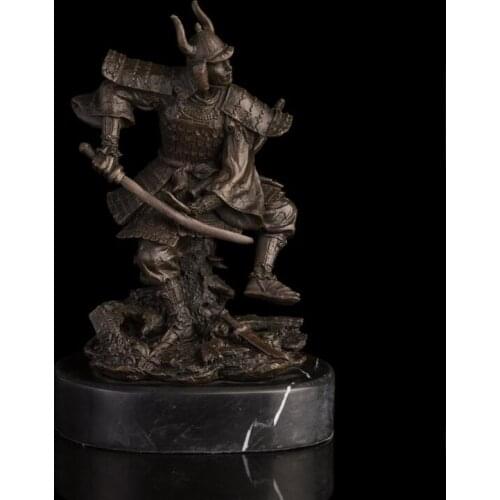 22 CM Western Art Deco Bronze Japanese Armour samurai Man Warrior Art Sculpture