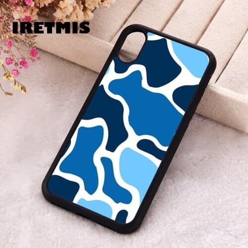 Iretmis 5 5S SE 2020 phone cover cases for iphone 6 6S 7 8 Plus X Xs Max XR 11 12 MINI Pro Soft Silicone TPU Blue Camo