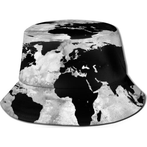 CINESSD World Map Grunge Unisex Casual Sun Hat Bucket Hat for Men Women Bob Hip Hop Caps Summer Fisherman Hat Panama