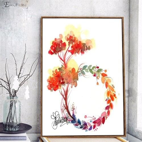 Flower Colorful Floal Wreath Artwo On Sale Poster Wall Painting Living Room Abstract Canvas Art Pictures For Home Decor No Frame
