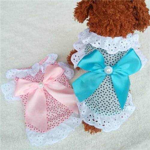 Bow Tie Floral Bowknot Skirt Doggie Dresses Clothes For Small Dogs Pet Apparel Girl Outfit For Dogs Cozy Tutu Dress Yorkie E