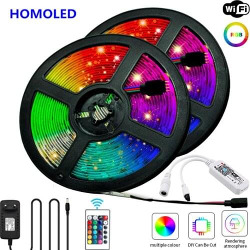 WIFI 5050 LED Strip Light 5M 10M 15M RGB Led Color Changeable Flexible TV Light Smart WIFI RGB Tape Light For Home Decoration