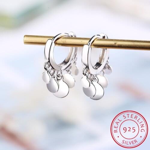 Ins Round Disc Tassel Earrings For Women 925 Sterling Silver Earrings oorbellen pendientes 2019 New Trendy S-E893