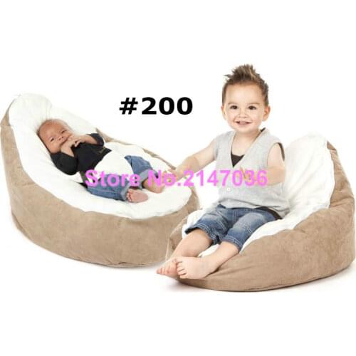 Brown base with cream seat bean bag chair - 2 tops cover kids sleeping beanbag sofa seat